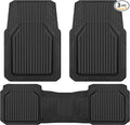 CAR PASS Heavy Duty Rubber Floor Mats for Car, Waterproof Liner Deep Dish Car Mats Full Sets, Universal Trim to Fit for SUV Truck Sedans Vans, All Weather Automotive Floor Mats 3pcs, Solid Black