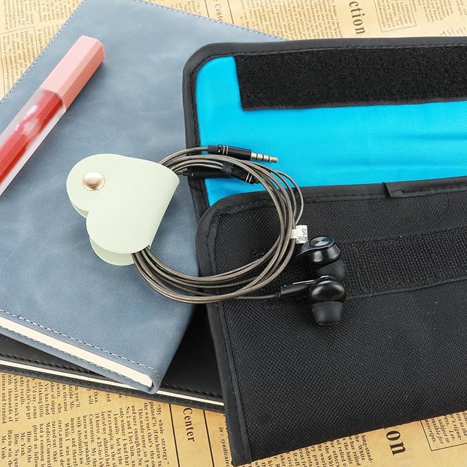 6 Pieces Cord Organizer, PU Leather Cable Organizer Reusable Cable Straps Clips Wire Ties Charging Cord Power Cord Earphone USB Holder Multipurpose Cord Holder Keeper Manager Management