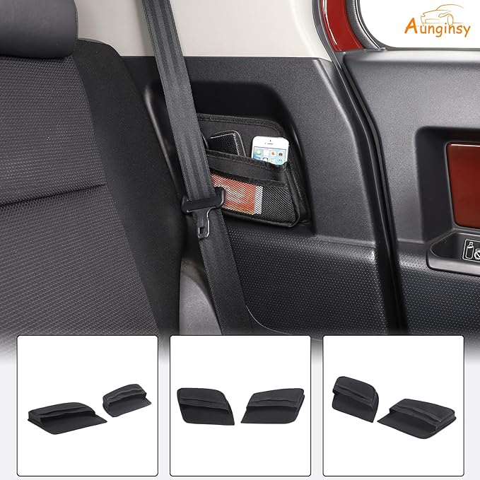 Aunginsy Car Rear Door Storage Pockets Box Compatible with Toyota FJ Cruiser 2007-2023 Car Rear Door Side Storage Bag Backseat Storage Box Rear Seat Panel Organizer Expansion Oxford Cloth Accessories
