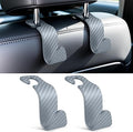 SINGARO Universal 2 Pack Car Seat Headrest Purse Hook, Carbon Fiber Back Seat Hook Storage Organizer Hanger for Purse Handbag Coat, Car Interior Accessories(Gray)