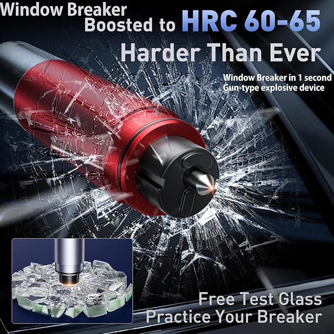 SKINNYON Window Breaker Seatbelt Cutter for All Cars, 3 Pack Upgraded Transparent Lid Safe Hammer Glass Breaker Under Water, 2 in 1 Emergency car Escape Tool, Small car Window Breaker Tool, car Things
