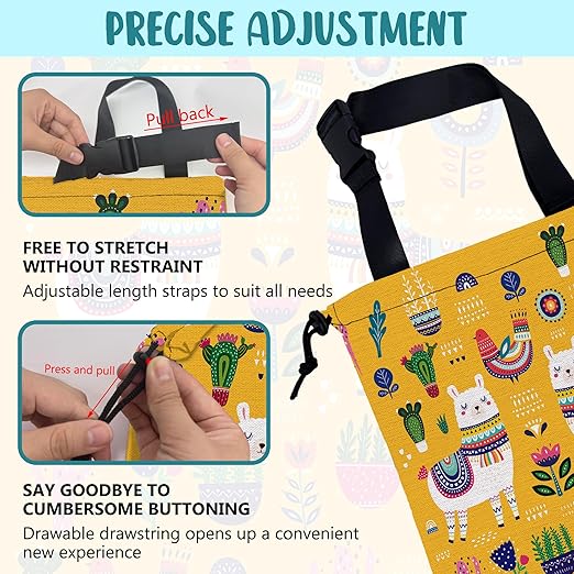 KXWQTRDD Car Garbage Bag Llama Flowers and Birds Drawstring Car Trash Bag Hanging for Back Seat with Adjustable Buckle Canvas Vehicle Trash Can Easy-to-Install