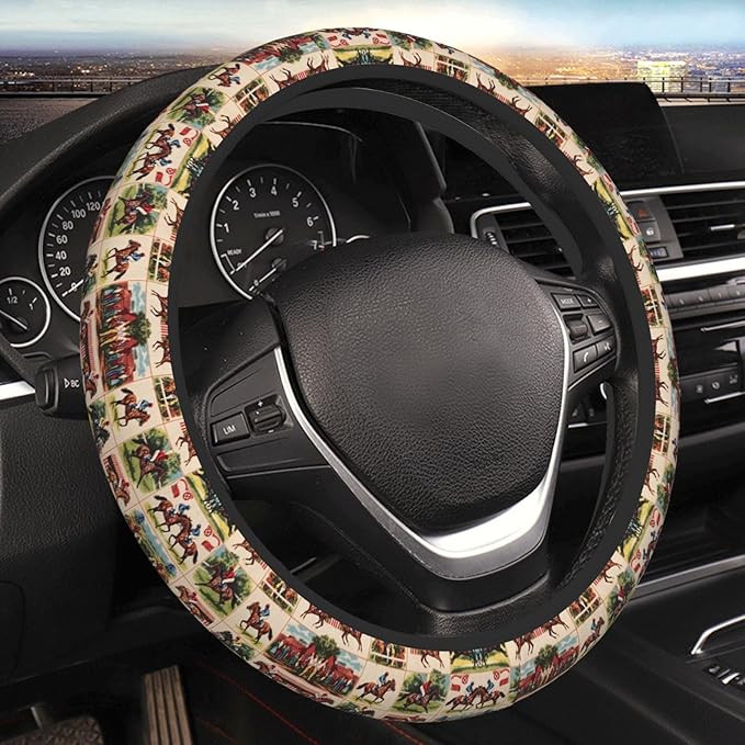 Horse Racing Universal Fit Steering Wheel Cover for Car, Truck, and SUV, Durable Steering Wheel Protection