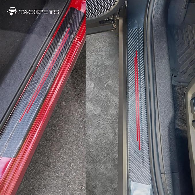 TACOPETS Door sill Protector, Door sill Scratch Protection (for All car Models) Door sill Protector（4PC red）