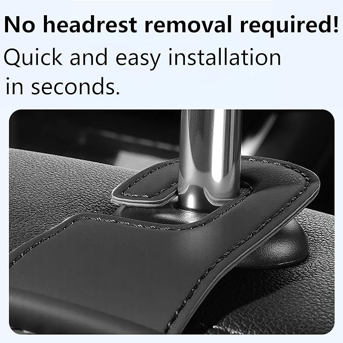 2-Pack Car Seat Back Cup Holder Organizer, Faux Leather Car Cup Holders with Hooks, Universal Backseat Storage for Drinks, Bottles & Travel Accessories (Black-2)