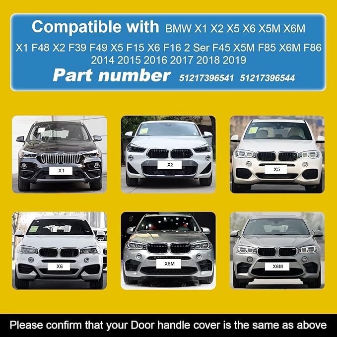 Goholy Car Door Handle Cover Cap Compatible with BMW X1 F48 X2 F39 X5 F15 X6 F16 X5M X6M F86 2014-2019 51217396541 51217396544 Door Key Cover Door Handle Accessories Lock Cap Brown Front Left