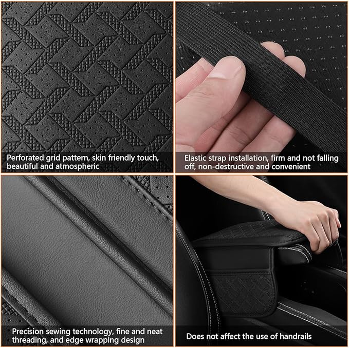 Car Center Console Cover, Microfiber Leather Vehicle Armrest Protector Cushion with 2 Storage Bags, Auto Middle Console Armrest Seat Box Pad Accessories, Universal for Most Cars (Gray)