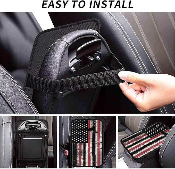 Retro American Flag Console Armrest Cover Pads Armrest Cushion Protector Car Interior Accessories Patriot Car Center Console Cushion Pad for SUV, Truck, Sedans