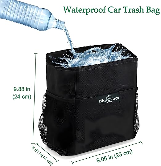 Big Ant Car Trash Can Bag with Lid - Leak-Proof, Garbage Bag For Car, Portable Storage Pockets for Travel & Family Car Accessories (Waterproof Design)*