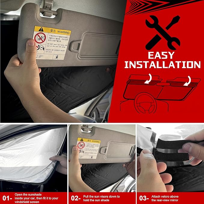 Fonowka Windshield Sun Shade for Honda CRV 2023 2024 2025 CR-V SUV Foldable Sun Sunshade for Car Front Window Blocks UV Rays and Heat Automotive Interior Protector Custom Fit Accessories
