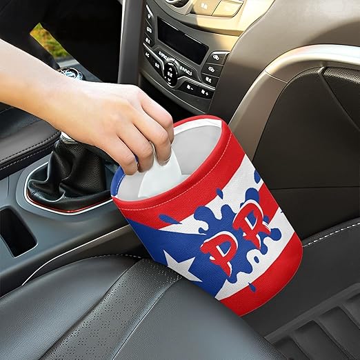 Car Trash Can with Hanging for Back Seat, Car Accessories for Women Men Automotive Garbage Cans Vehicle Trash Can for Truck SUVPR Flag