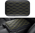 Amiss Auto Center Console Pad, Universal Waterproof Armrest Seat Box Cover, Car Interior Accessories, Leather Auto Armrest Cover Protector for Most Vehicle, SUV, Truck (Yellow-Line)