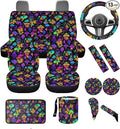 Dngkaoje 13 Pcs Sea Turtle Car Seat Covers Full Set for Men Women Auto Interior Seat Protector Full Set Hawaiin Sea Turtle Printed Hanging Trash Bag,Seatbelt Shoulder Pads,Armrest Pad,Cup Mats