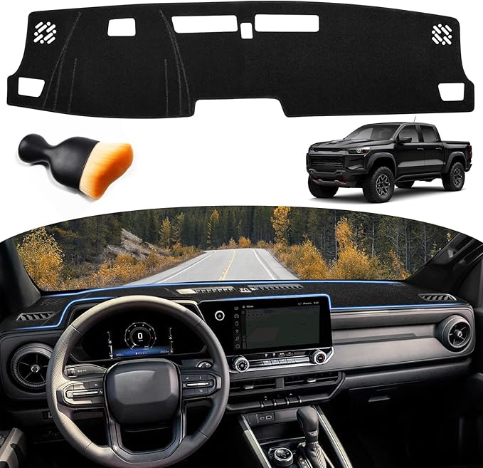 Dash Cover for Chevy Chevrolet Colorado/GMC Canyon 2023-2025 2026 Dashboard Cover Mat Non-Slip Center Console Protector Mat Sunshade(Black Trim)