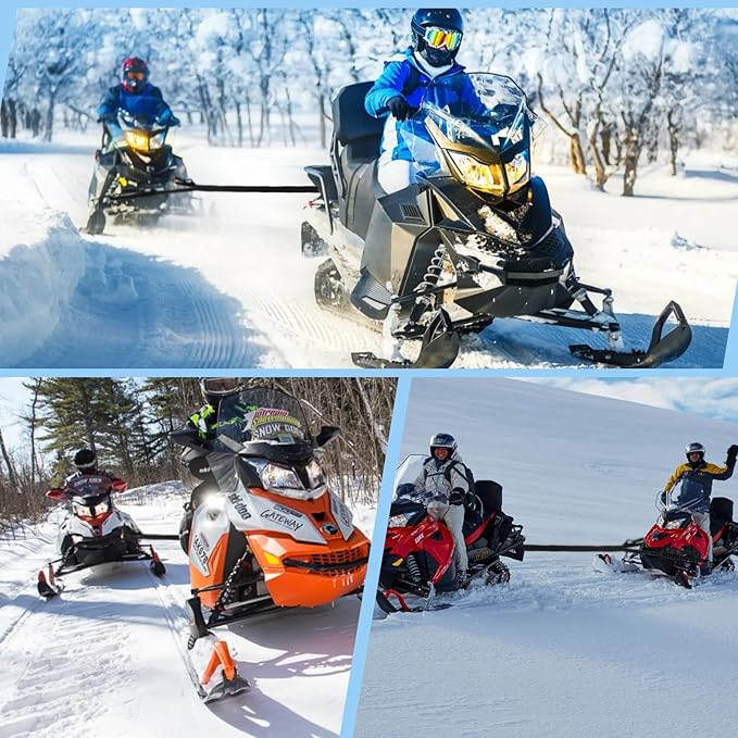 20ft Snowmobile Tow Straps, Heavy-Duty Tow Rope with Two Black Metal Hooks, Emergency Safety Tool Accessories Kit for Sled, Skidoo, ATV