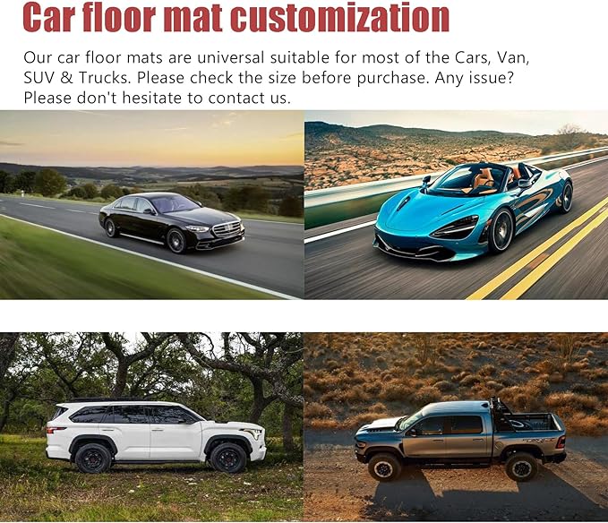 Custom Personalized Floor Mats for Cars，Luxury Full Coverage All Weather Car Floor Mats，Anti-Slip Leather Car Mat Set ，Custom Floor Mats for 99% of Cars, Trucks & SUVs (3D Brown and Black)
