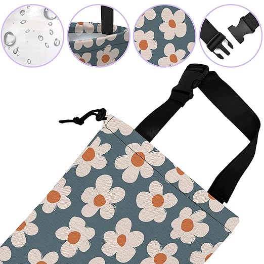 UUCBTAH Car Trash Bag Cute Flowers Car Trash Bin Leakproof Waterproof Car Trash Can for Back Seat, Foldable Car Garbage Bag with Adjustable Straps and Drawstring for Car Accessories