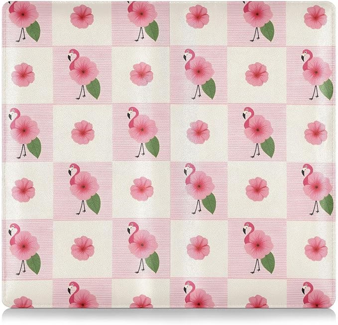 ALAZA Flamingo Pink Floral Plaid Car Registration and Insurance Card Holder Vehicle Glove Box Car Organizer Driver License Documents Holder Waller Case Organizers