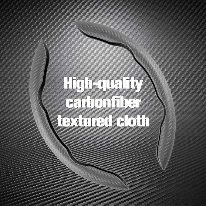 Amiss Car Carbon Fiber Anti-Skid Steering Wheel Cover, Segmented Protector, Butterfly Universal 99% Cover Interior Accessories (Grey)