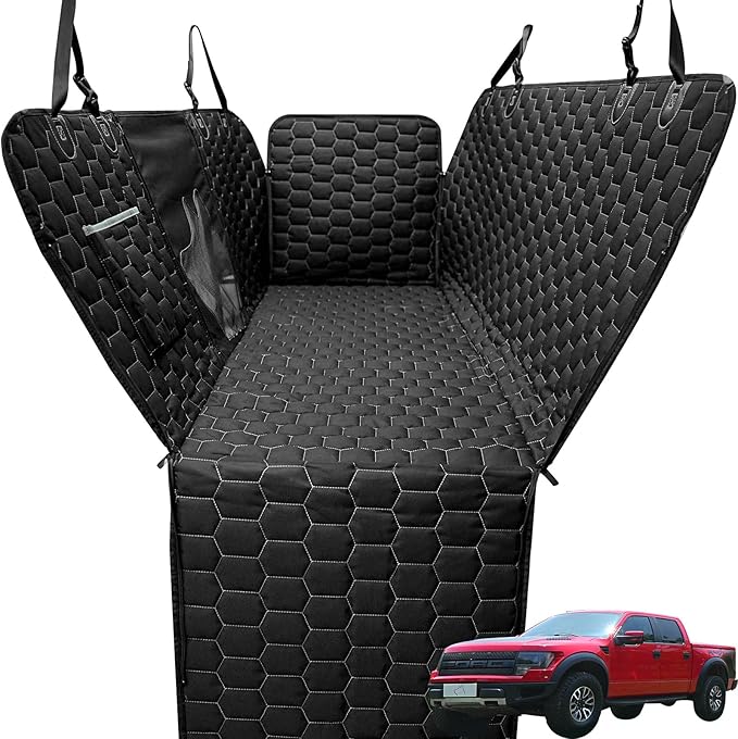 Meginc Dog Car Seat Cover for Trucks, Car Seat Cover for Back Seat Protector F150 Ram 1500, Waterproof Dog Hammock for Truck with Mesh Window Heavy Duty Seat Cover for F-Series/GMC Sierra/Silverado