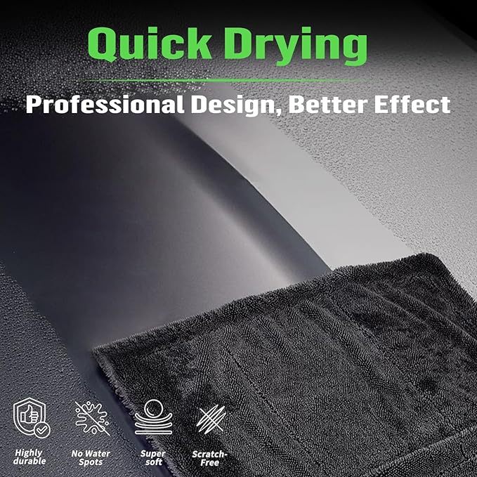 Deedlite Shiny Bath Wipes Shower Cleaning Cloths, Premium Car Drying Towel | Ultra Absorbent Twisted-Loop Design| Microfiber Towel for Car, Shower Cabin, Household