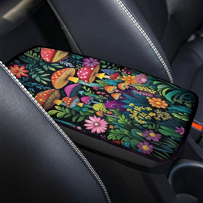 Art Mushroom Arm Rest Cover Car Easy to Install Car Console Covers Vehicle Armrest Cover Vehicle Accessories 12.3 x 7.5 Inch Fit for Most Cars, Vehicles, SUVs