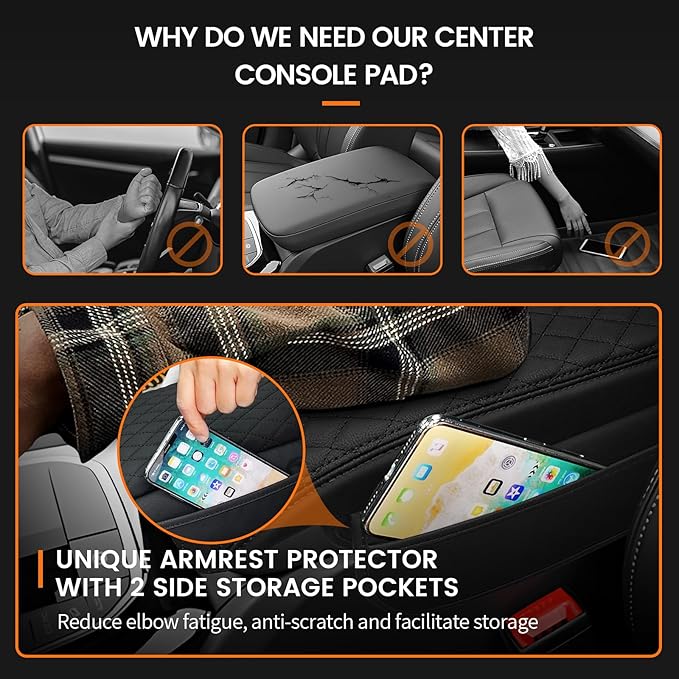Car Center Console Cover Armrest Cover for 2018-2023 2024 BMW X3 Center Console Pad Interior Accessories Car Armrest Seat Box Cover Protector with Pockets Storage Bag