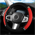 Bling Car Steering Wheel Cover, 15 Inch Crystal Rhinestones Elastic Stretch Breathable Vehicle Steering Wheel Protector for Women Girls, Universal Auto Interior Accessories (Black Red)