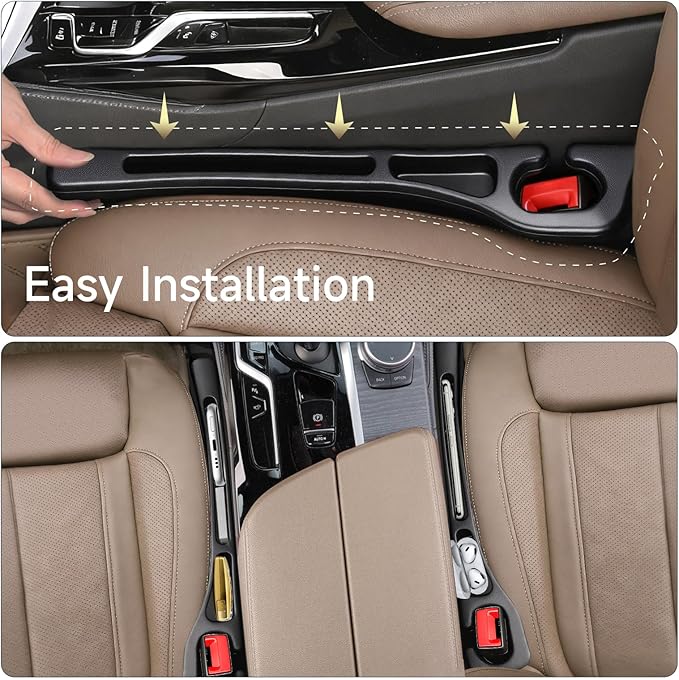 2-Pack Car Seat Gap Filler, No-Drop Seat Side Gap Seam Filler Organizer with Phone Holder, Universal Fit to Fill The Gap Between Seat and Console for Car, SUV, Truck&Sedan