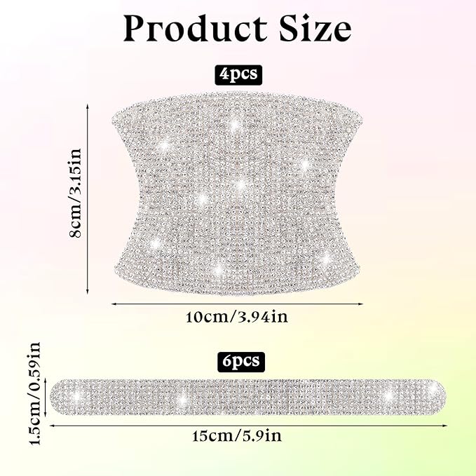 10Pcs Bling Car Door Handle Protector, Bling Auto Doors Handles Sticker Anti-Scratch Protective Cover Glitter Automotive Exterior Accessories Car Accessories Universal for SUV, Truck(Silver)