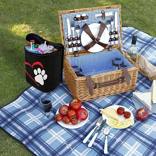 Cute Love Paw Car Trash Can with Lid Car Garbage Can Car Waste Basket, Leak-Proof Car Trash Bin, Car Trash Hanging Car Accessories Interior Car Organizer Bag