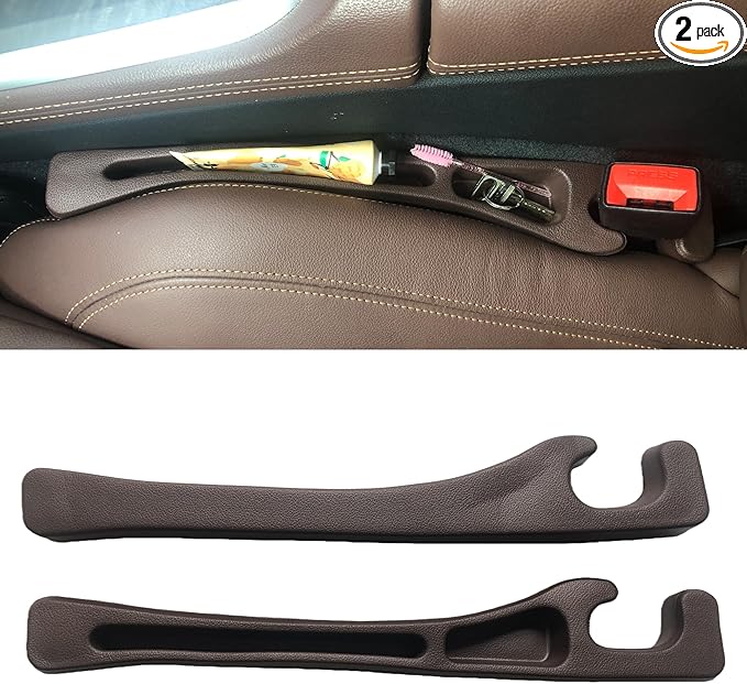 AxelNex Universal Car Seat Gap Filler, Storage Organizer for Vehicle Console Side Pockets (Brown)