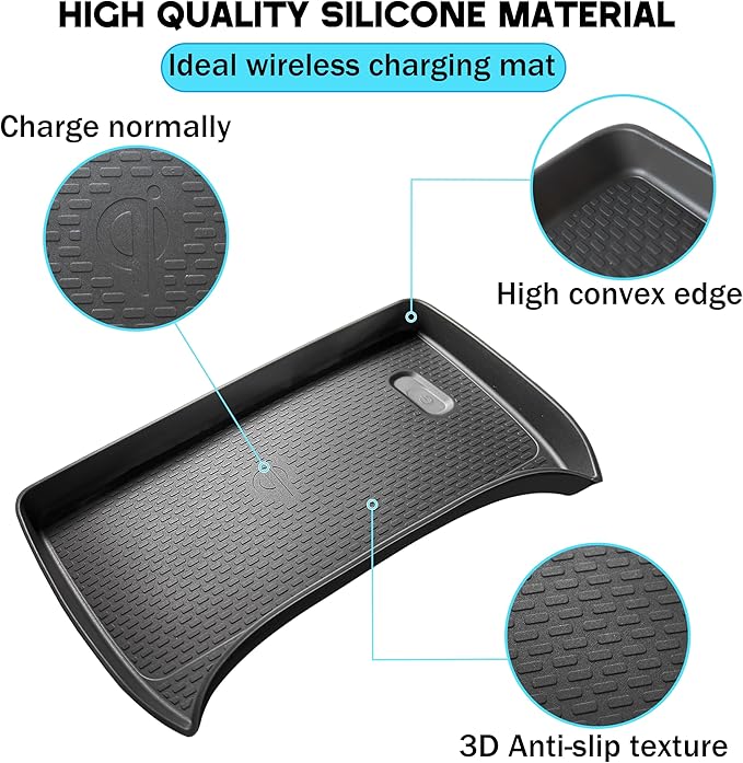 Wireless Charging Protective Mat for Subaru Crosstrek/Impreza 2026 2025 2024 Accessories Center Console Wireless Charger Anti-Slip Cover Pad Heat Insulation Silicone Waterproof Easy to Clean Black