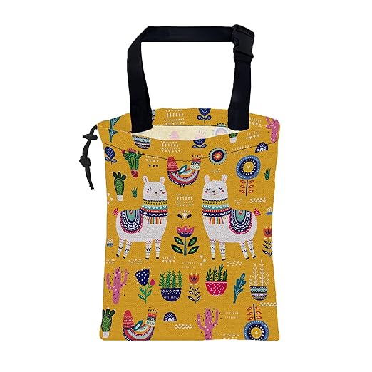 KXWQTRDD Car Garbage Bag Llama Flowers and Birds Drawstring Car Trash Bag Hanging for Back Seat with Adjustable Buckle Canvas Vehicle Trash Can Easy-to-Install