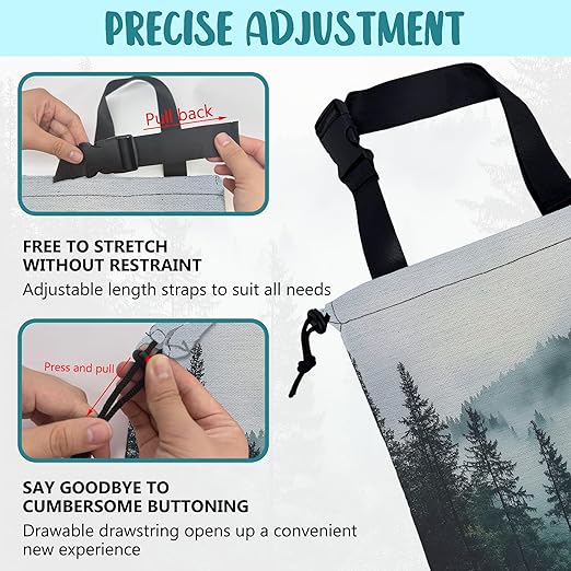 KXWQTRDD Car Garbage Bag Dark Green Misty Forest Hanging Canvas Car Trash Bag Drawstring Car Back Seat Organizer for Car Back Front Seat Console with Adjustable Buckle