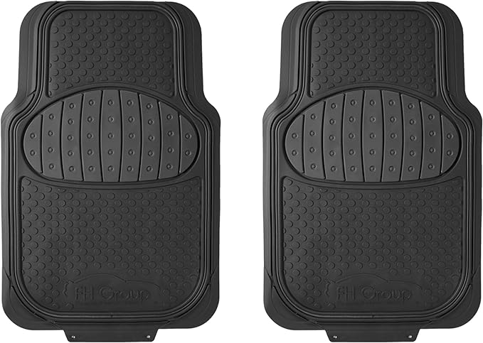 FH Group Automotive Floor Mats Climaproof for All Weather Protection Universal Fit Heavy Duty Rubber fits Most Cars, SUVs, and Trucks (Full Set Trim to Fit) Black