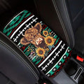 UNICEU Aztec Sunflower Highland Cow Print Car Center Console Armrest Cushion Cover Soft Auto Interior Decor Armrest Box Protector Covers Pad