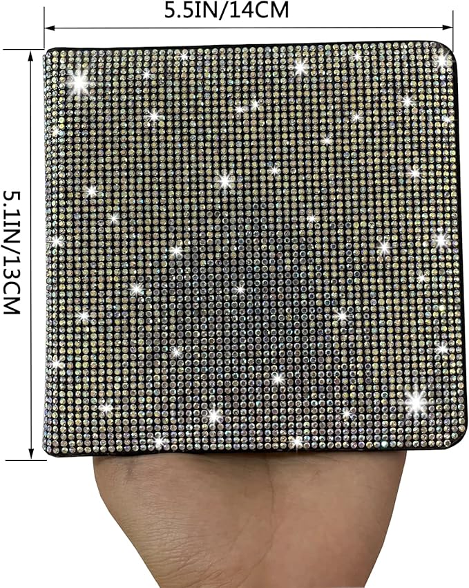 Rhinestone Bling Car Registration and Insurance Document Holder, Glitter Leather Vehicle Glove Box Organizer Magnetic Closure Card Wallet Case Colorful small
