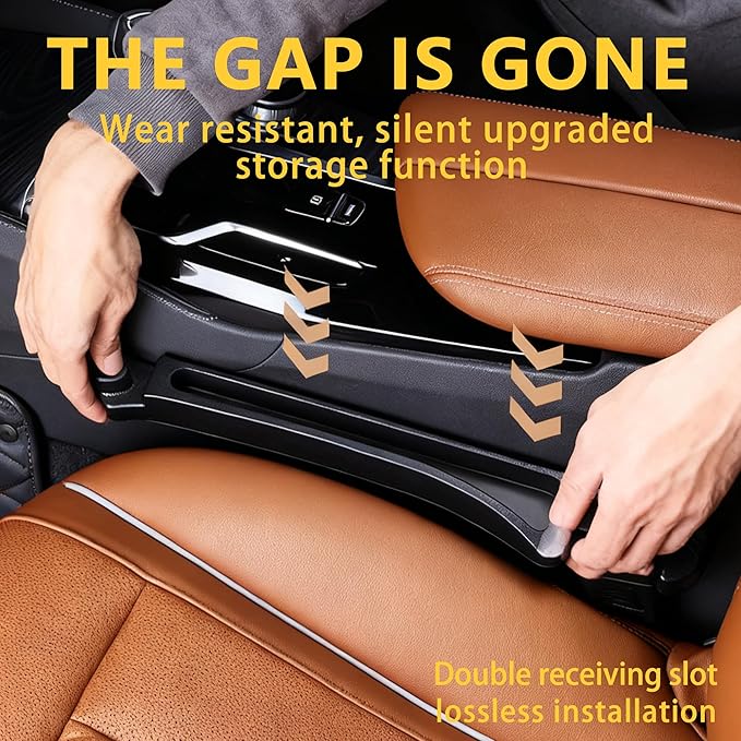 Keaixinyu 2PCS New Universal Car Seat Gap Filler Organizer with Hook Durable & Easy Install, for Cars SUV Trucks, Car Essentials, Effectively for Avoiding Dropped Items (Black)