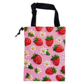 KXWQTRDD Car Garbage Bag Abstract Strawberry and Floral Hanging Canvas Car Trash Bag Drawstring Car Back Seat Organizer for Car Back Front Seat Console with Adjustable Buckle
