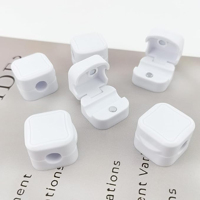 Quacc 6 PCS Magnetic Cable Clips Cord Organizer Holder Clips Desktop Cable Management for Home Desk Nightstand Car Wall - White