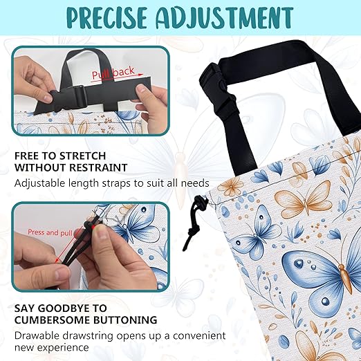 KXWQTRDD Car Garbage Bag Watercolor Blue Butterfly Hanging Canvas Car Trash Bag Drawstring Car Back Seat Organizer for Car Back Front Seat Console with Adjustable Buckle