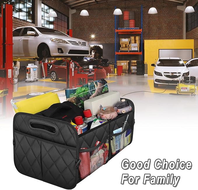 Deosk Collapsible Car Organizer with 6 Pockets, Multi-Compartment Trunk Storage - Black