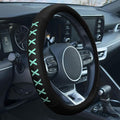 FH Group Universal Fit 15 Inch Genuine Leather with Lace-Up Detailing Steering Wheel Cover fits Most Cars, SUVs Mint