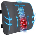DailyCuddles Lumbar Support Pillow for Office Chair Back Support - Memory Foam Lumbar Pillow for Car or Gaming Chair, Ergonomic Back Cushion with Adjustable Strap for Long-Hour Sitting (Grey)