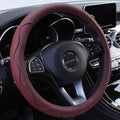 Leather Car Steering Wheel Cover with Anti-Slip Lining Universal 14.5-15 Inch (37-38 cm) Auto Microfiber Protector, Car Accessories for Most Cars, SUVs | Wine Red