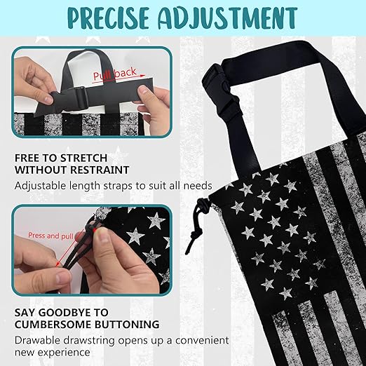 KXWQTRDD Car Garbage Bag Black and White American Flag Hanging Canvas Car Trash Bag Drawstring Car Back Seat Organizer for Car Back Front Seat Console with Adjustable Buckle