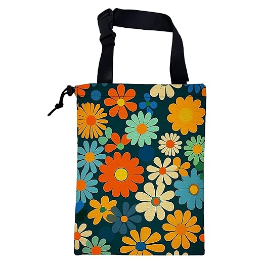 KXWQTRDD Car Trash Bag Colorful Daisy Flowers Leak-Proof Car Garbage Bag with Drawstring Foldable Canvas Trash Bin with Adjustable Buckle for Car Accessories, Travelling, Camping