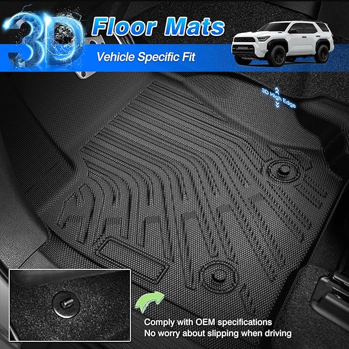 Cartist Floor Mats for Toyota 4Runner 5 Seats 2025 2026 (Not fit Hybrid/EV) All Weather Floor Mat for 4Runner Accessories 6th gen Front & Rear Car Mats Heavy Duty TPE Carpet Protection