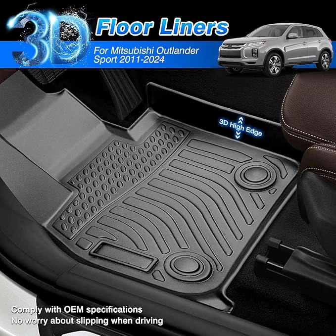 Cartist Floor Mats for Mitsubishi Outlander Sport 2011-2024 (Only Fit for 5 Seats) All Weather Floor Mat for Outlander Sport Accessories Heavy Duty TPE Carpet Protection